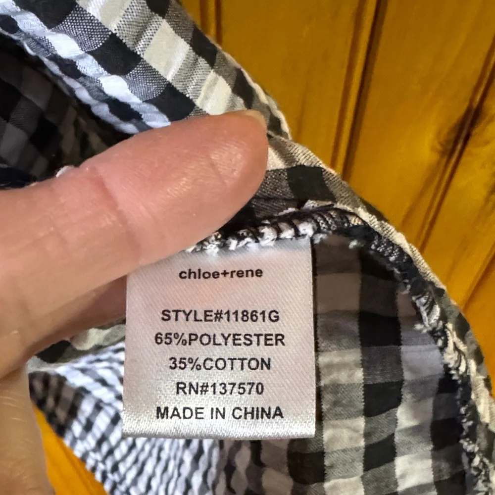 Chloe+Rene Black and White Gingham Midi Dress - Picture 3 of 4